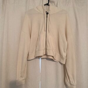 Cream Hoodie Zip Up
